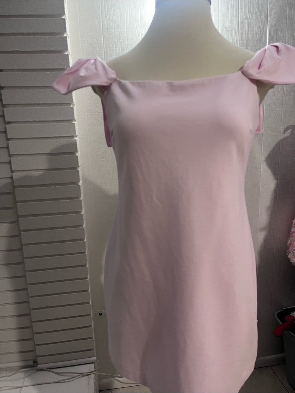 wild fable Light Pink Bow-Shoulder Mini Dress